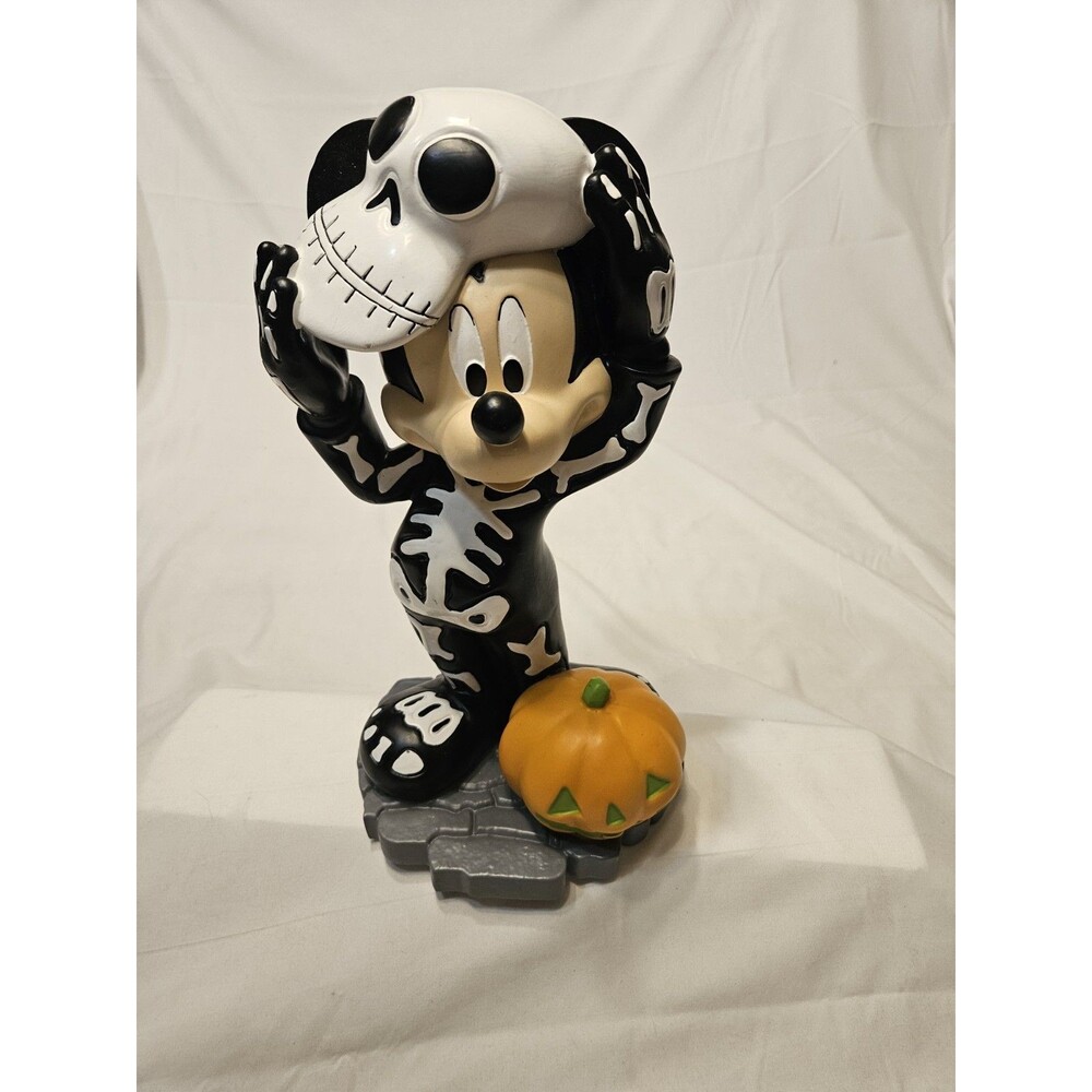 13" Disney Halloween MICKEY MOUSE SKELETON COSTUME Pumpkin Statue Big Fig - Picture 2 of 10